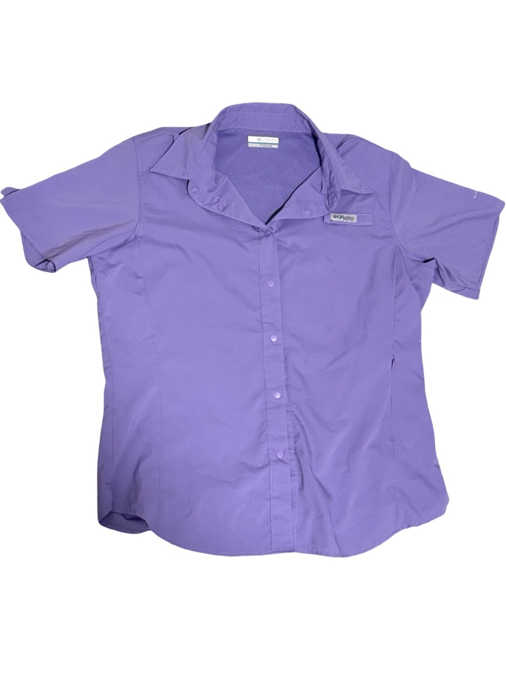 Columbia Button Front Shirt Purple Short Sleeve Fishing Outdoor M